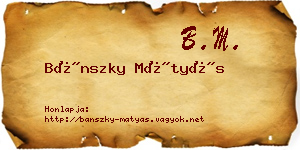 Bánszky Mátyás névjegykártya